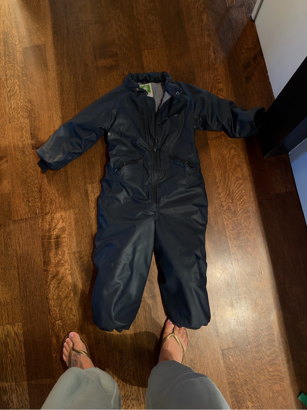 Kids Navy Waterproof One-Piece Snowsuit
